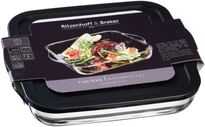 Flirt by R & L Plat à gratin Cucina, en verre, 3,2 litres