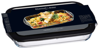 Flirt by R & L Plat à gratin Cucina, en verre, 1,95 litre