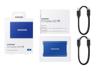 Samsung : SSD PORTABLE T7 1TB USB 3.2 INDIGO BLUE