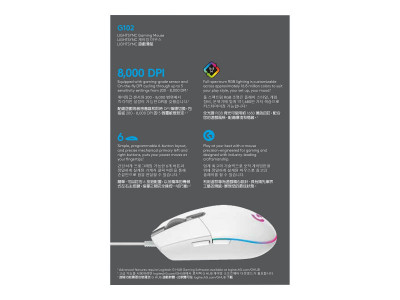 Logitech : G102 LIGHTSYNC GAMING MOUSE WHITE EER