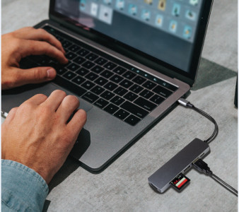 LogiLink USB-C 6-in-1 Multifunktions-Hub, silber