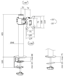 LogiLink Support pour 1 écran, pince de fixation