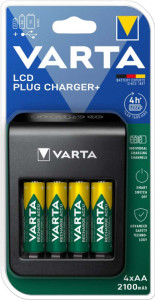 Chargeur VARTA LCD Plug+, 4 piles AA incluses