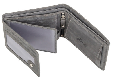 PRIDE&SOUL Porte-monnaie RFID, format paysage, cuir, gris