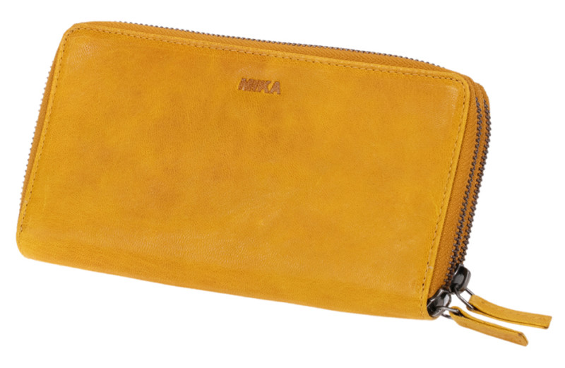 MIKA Portefeuille pour dames, en cuir, couleur : jaune