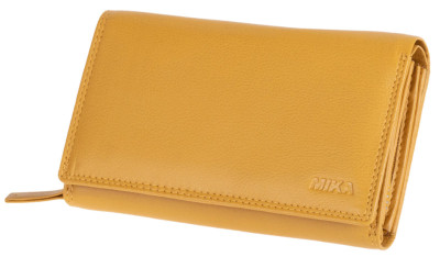 MIKA Portefeuille pour dames, en cuir, couleur : vert-orange
