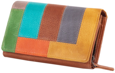 MIKA Portefeuille pour dames, en cuir, multicolore