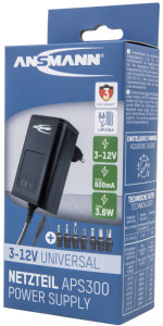 ANSMANN Bloc secteur universel APS 300, 3,6 W / 3-12 V, noir