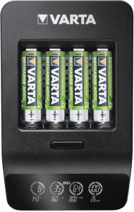 VARTA Chargeur LCD Smart Charger+, 4x piles Mignon AA incl.