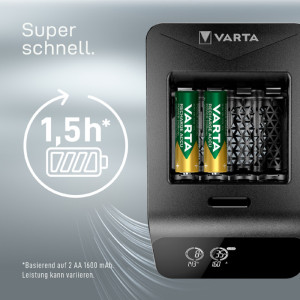 VARTA Chargeur LCD Smart Charger+, 4x piles Mignon AA incl.