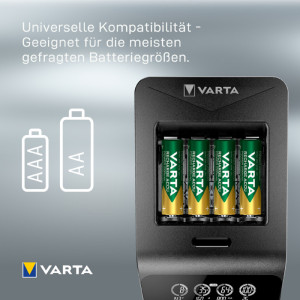 VARTA Chargeur LCD Smart Charger+, 4x piles Mignon AA incl.
