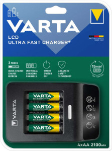 VARTA Chargeur LCD Ultra Fast Charger+, 4x piles Mignon incl