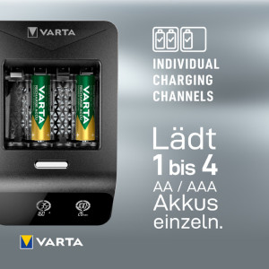 VARTA Chargeur LCD Ultra Fast Charger+, 4x piles Mignon incl