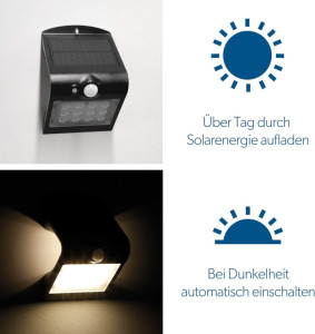 uniTEC Lampe solaire murale LED à détecteur de présence,noir