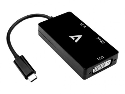 V7 : BLACK USB C ADAPTERUSB C TO VGA DVI HDMI ADAPTER