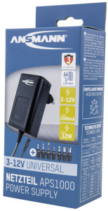 ANSMANN Bloc secteur universel APS 1000, 12 W / 3-12 V, noir
