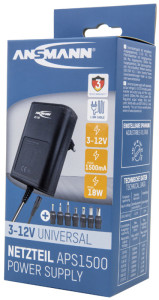 ANSMANN Bloc secteur universel APS 1500, 18 W / 3-12 V, noir