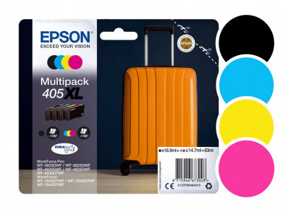 Epson 405XL Multipack Pack de 4 Cartouches d'encre XL 1100 pages noir, jaune, cyan, magenta