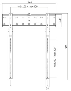 LogiLink Support mural pour TV, plat, pour 81,28 - 165,10 cm