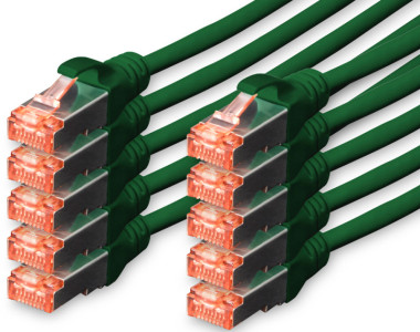 DIGITUS Câble patch Cat. 6, S/FTP, 2,0 m, par 10, vert