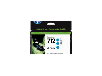 HP : HP 712 3-pack 29-ML CYAN DesignJet cartouche encre