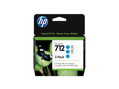 HP : HP 712 3-pack 29-ML CYAN DesignJet cartouche encre