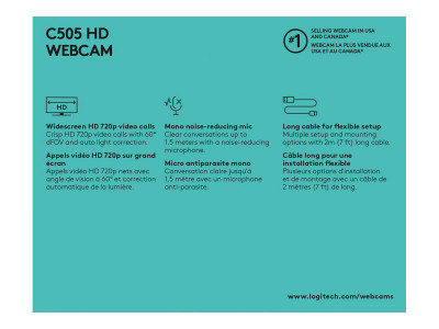 Logitech : C505 HD WEBCAM BLACK EMEA