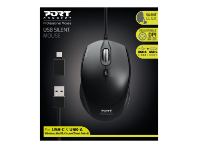 Port Technology : MOUSE OFFICE PRO SILENT WIRED BLACK