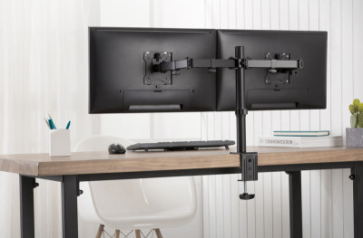 DIGITUS Support double écran universel, fixation par serrage