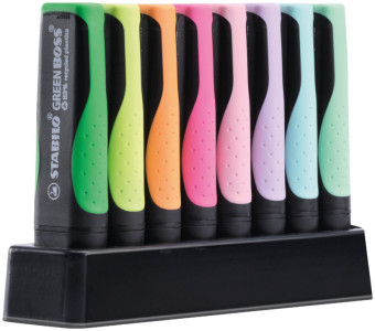 STABILO Surligneur GREEN BOSS Pastel, set de bureau de 8