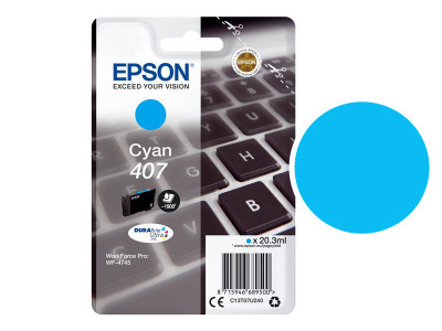 Epson 407 Cartouche d'encre Cyan 1900 pages pour WF-4745