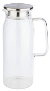 APS Carafe en verre avec couvercle, 1,5 litres, verre/inox