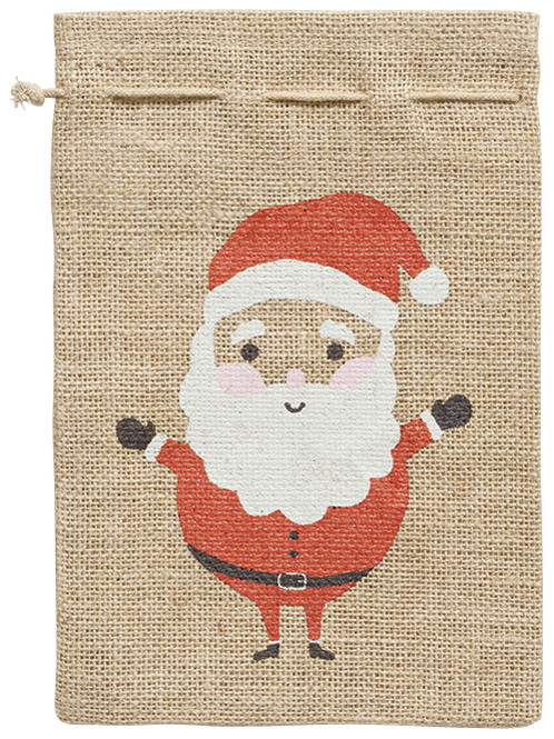 Lot de 4 hottes du Père Noël effet toile de jute naturelle