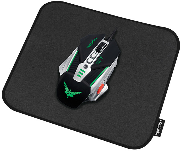 LogiLink Tapis souris gaming, bords cousus, taille M, noir