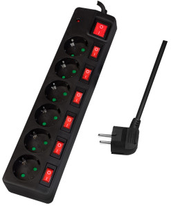 Multiprise LogiLink, 6 prises avec 7 interrupteurs, blanche