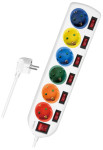 Multiprise LogiLink, 6 prises avec 7 interrupteurs, multicolore Multiprise LogiLink, 6 prises avec 7 interrupteurs, multicolore