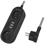 Multiprise LogiLink, 2 prises + 3 ports USB, noire Multiprise LogiLink, 2 prises + 3 ports USB, noire