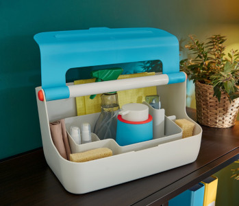 LEITZ Boîte de rangement portable Cosy, gris clair/bleu