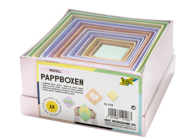 folia Boîtes en carton PASTEL, carré, assortiment de 12