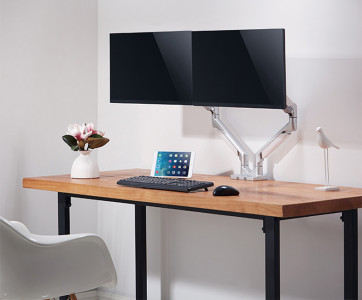 LogiLink TFT-/LCD-Monitorarm, aus Aluminium, 2-fach, silber