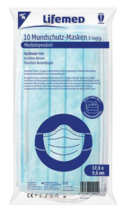 Lifemed Masque type II, 3 plis, bleu