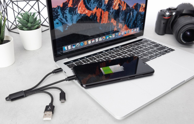 DIGITUS 3-in-1 Ladekabel, USB A-Lightning + Micro USB+USB-C