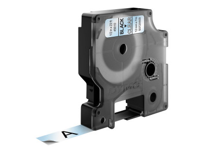 Dymo : D1 - tape DYMo 12MMX7M BLACK/TRANSPARANT