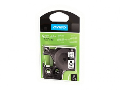 Dymo : 12MMX 3.5M NYLON FLEXIBLE BLACK avec HITE