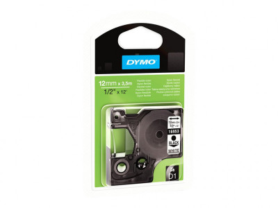 Dymo : 12MMX 3.5M NYLON FLEXIBLE BLACK avec HITE