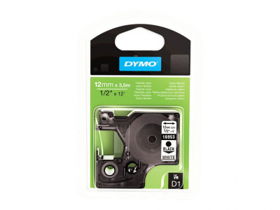 Dymo : 12MMX 3.5M NYLON FLEXIBLE BLACK avec HITE