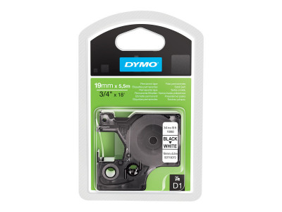 Dymo : 19MMX 5.5M PERMANENT POLYESTER BLACK avec HITE