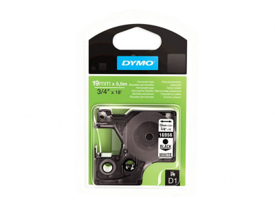 Dymo : 19MMX 5.5M PERMANENT POLYESTER BLACK avec HITE