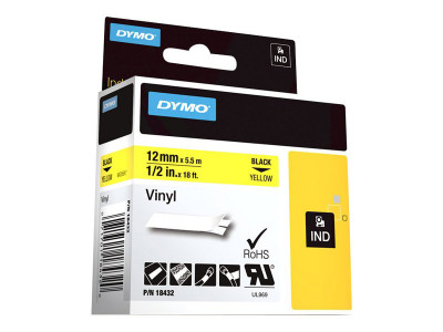 Dymo : BAND ID1 VINYL 12MMX5.5M BLACK ON YELLOW