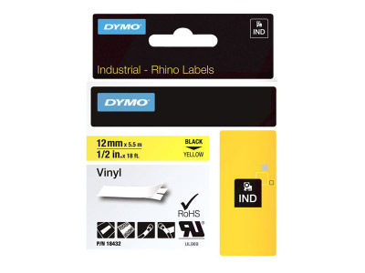 Dymo : BAND ID1 VINYL 12MMX5.5M BLACK ON YELLOW